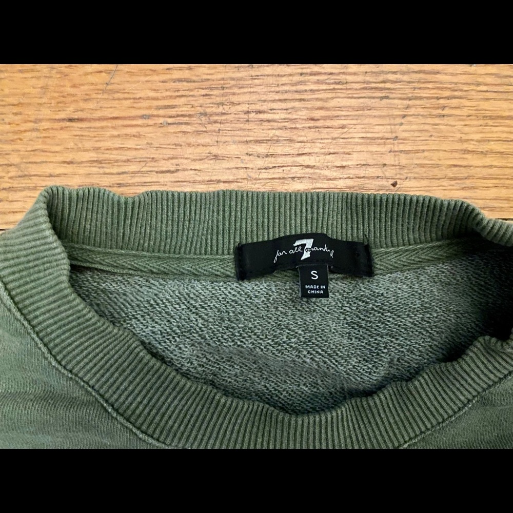 7 for all mankind Cropped Green Sweatshirt Size S - Picture 2 of 4